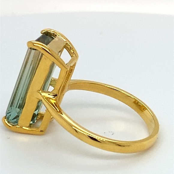 Bi Color Tourmaline 7.25ct Solid 14K Yellow Gold Ring - Picture 6 of 6